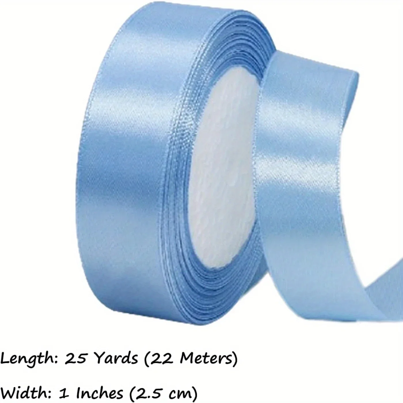 Light Blue Satin Ribbon 1 inch x 25 Yards, Fabric Ribbon for Gift Wrapping, Party Decorations, DIY Sewing, and Handmade Trims