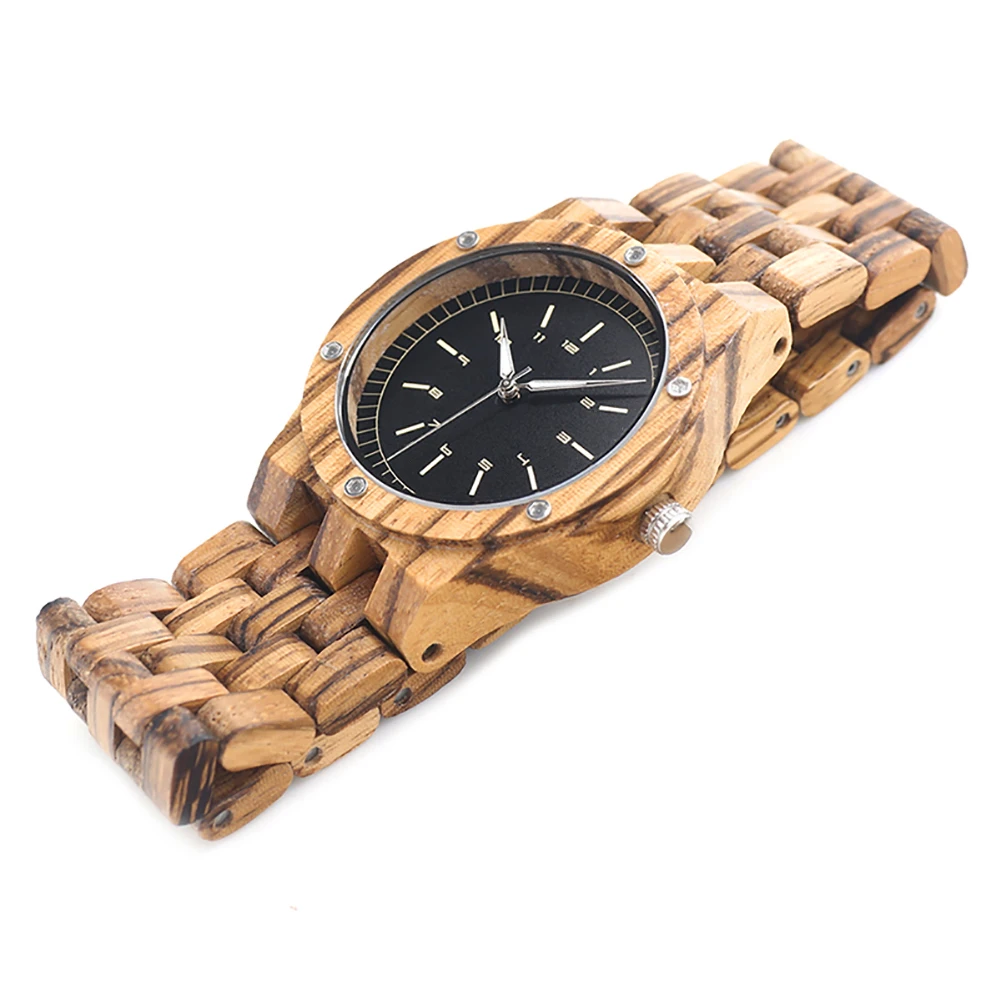 التخليص! ساعات رجالية خشبية، ساعات يد كوارتز كاجوال، ساعة خشب حمار وحشي للرجال، ساعة بسيطة وأنيقة