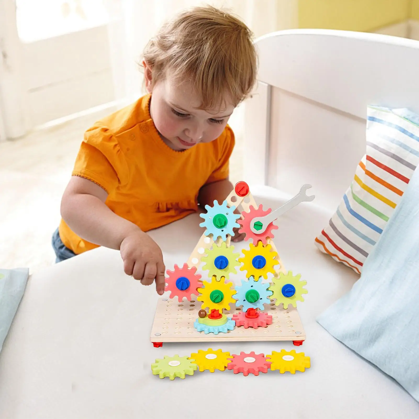 Gear Puzzle Game Wooden Spinner Gear Puzzle Board Game Sensory Fine Motor Skills Development Toy For Children Kid Girls Boys
