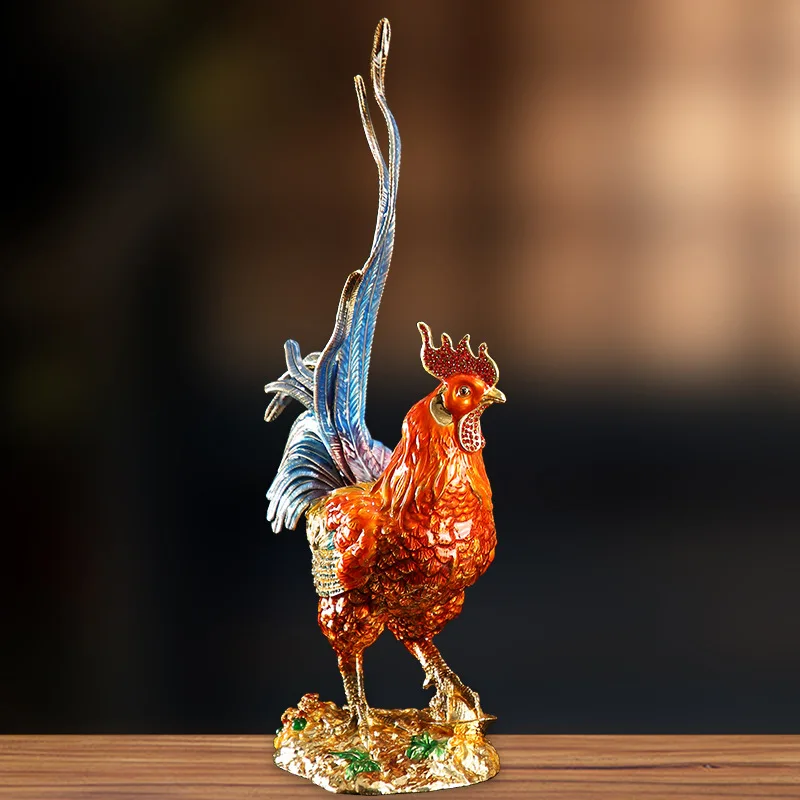 Chinese rooster statue alloy home office desk decoration lucky animal statue handmade craft gift collection feng shui