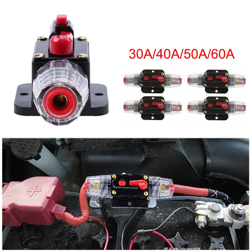 Car Truck Audio Circuit Breaker 30A 40A 50A 60A Self-recovery Fuse Holder Modified Fuse Adapter Automatic Recovery Breaker