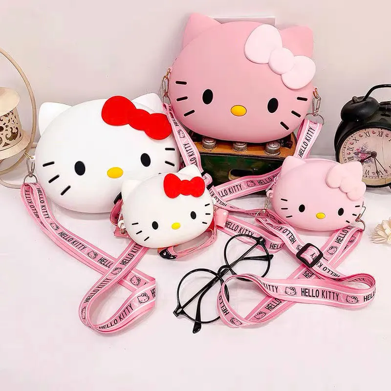 12Cm/20Cm Hello Kitty Crossbody Bag For Women Kawaii Messenger Bag Travel 3D Shoulder Bag Small Purse Phone Bag For Girls Gift