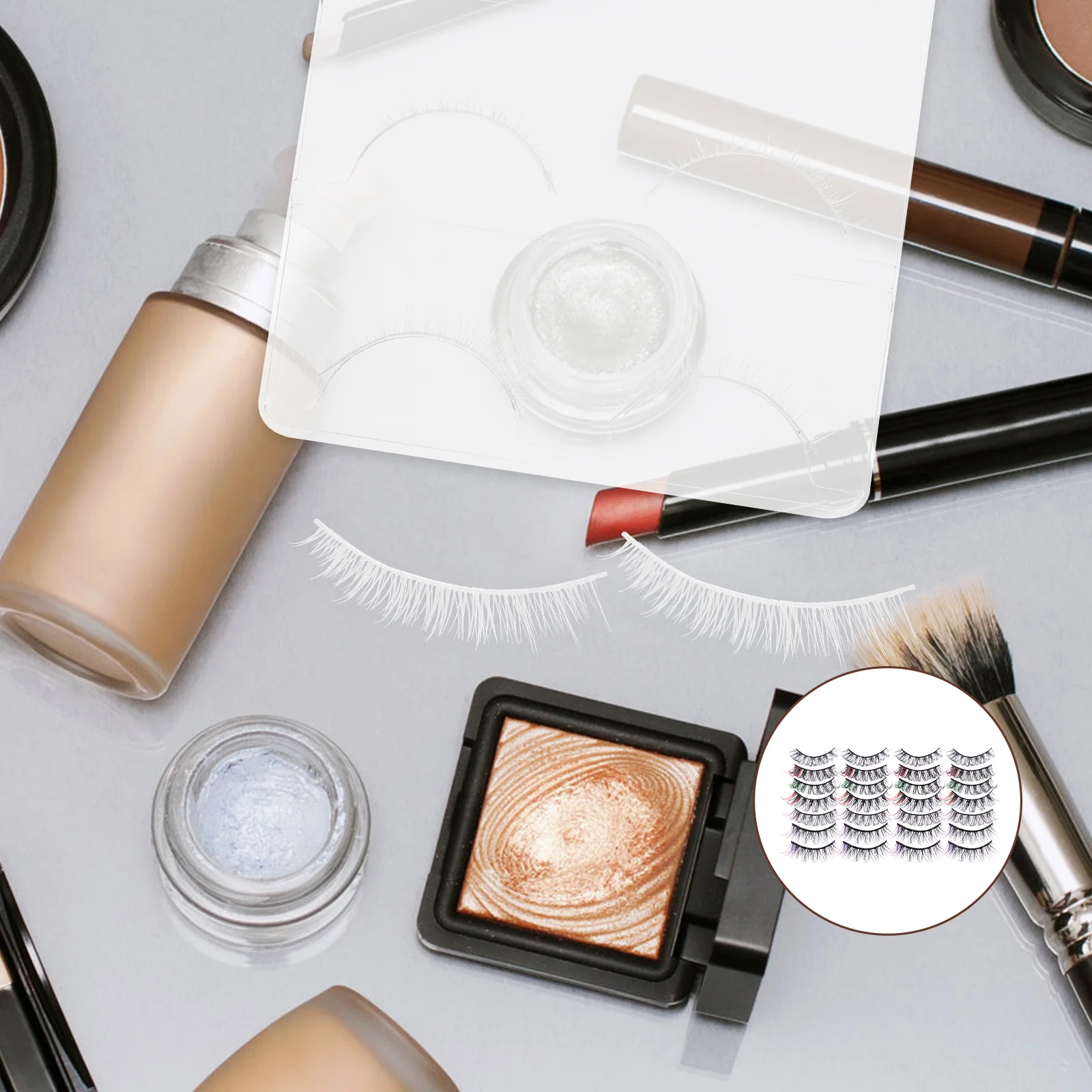 

3Pairs Cluster Lashes White False Eyelashes for Theme Party Halloween Masquerade Fake Lash Extensions Natural Curl Short Style