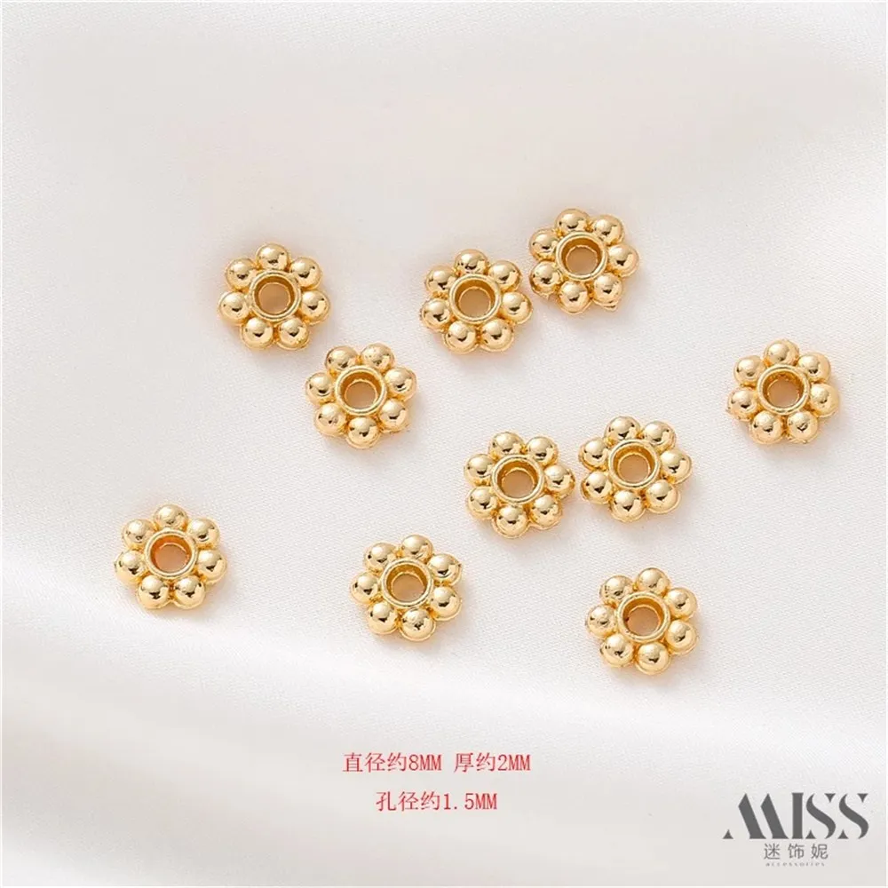 

14K Gold-plated Snowflake Spacer DIY Accessory Handmade Bracelet Necklace Making Jewelry Accessories Loose Bead Material