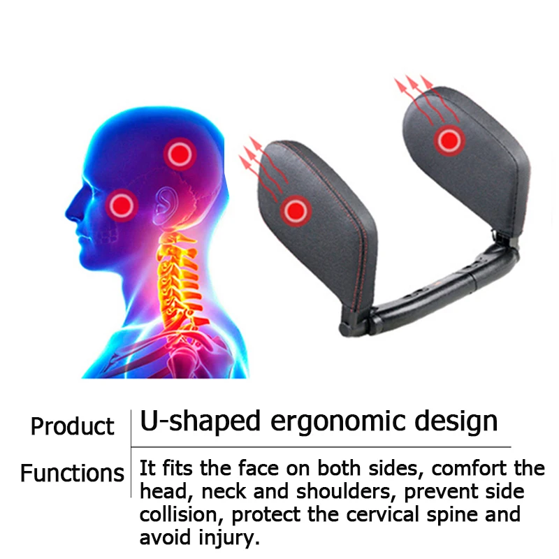 Almohada para reposacabezas de cuello de coche, cojín de espuma viscoelástica para asiento de coche, soporte telescópico para cabeza lateral para