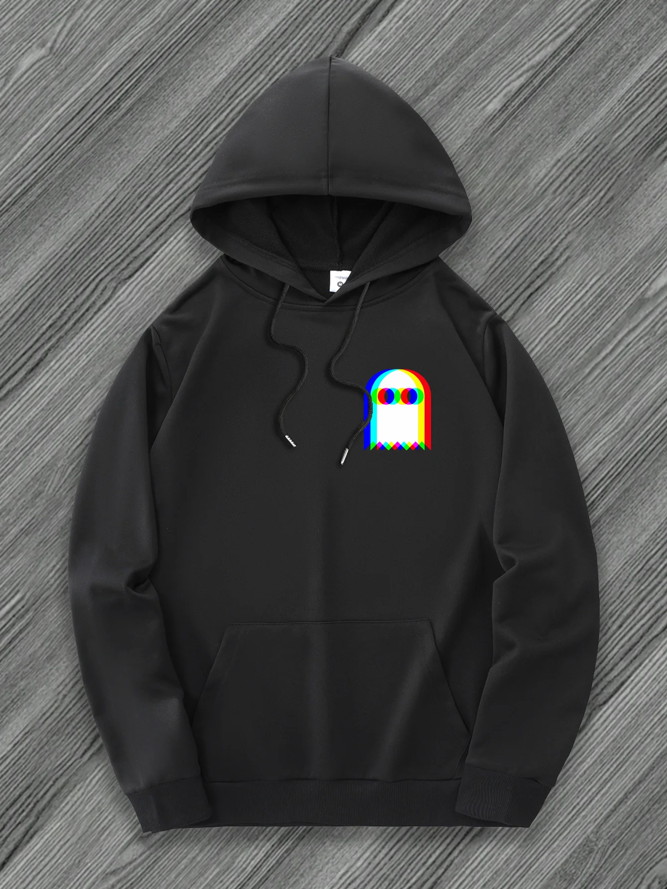 

Top Pick Men's Geometric Print Hoodie - Front & Back Design, Kangaroo Pocket, All-Season, Machine Washable