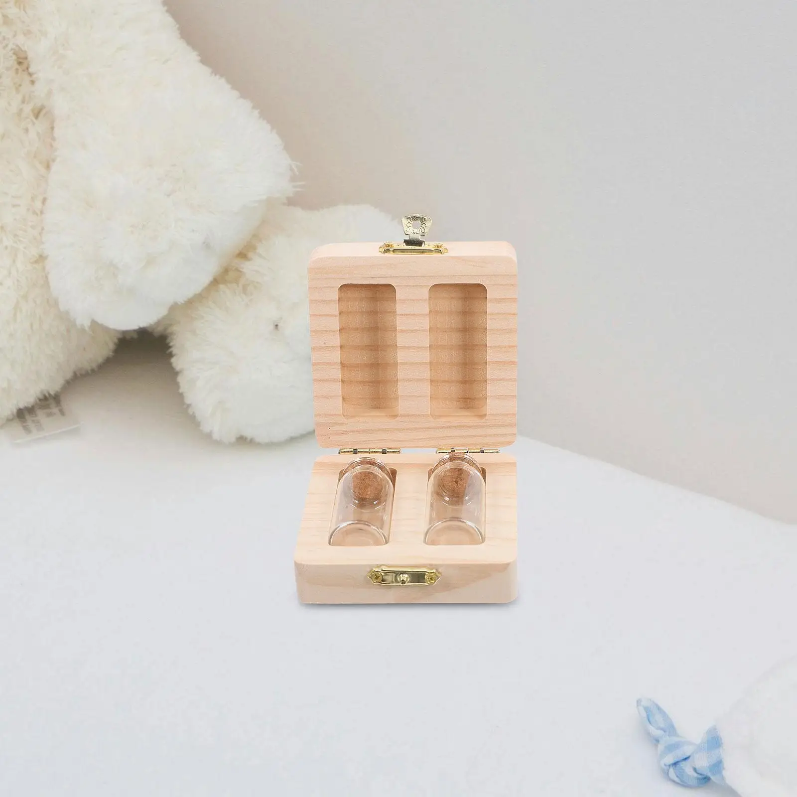Fetal Hair ganizer Material Baby Teeth Keepsake Storage Bottle Fetal Hair Umbilical Cord Preservation Box Wooden
