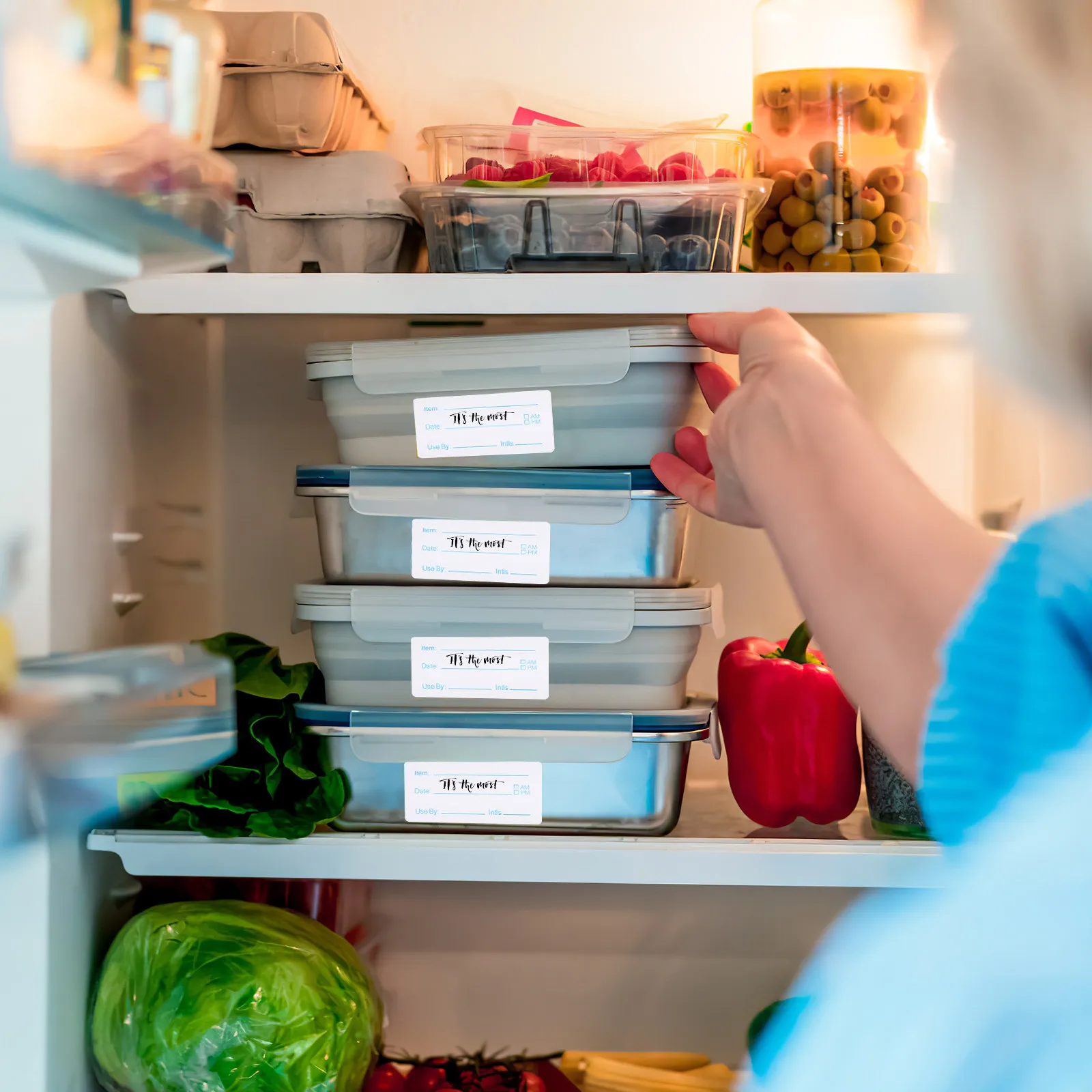 

2 рулона этикеток-наклеек для пищевых продуктов, для контейнеров, для хранения на кухне, для маркировки даты, для использования в морозильной камере и холодильнике, съемные, самоклеящиеся, легко наносятся