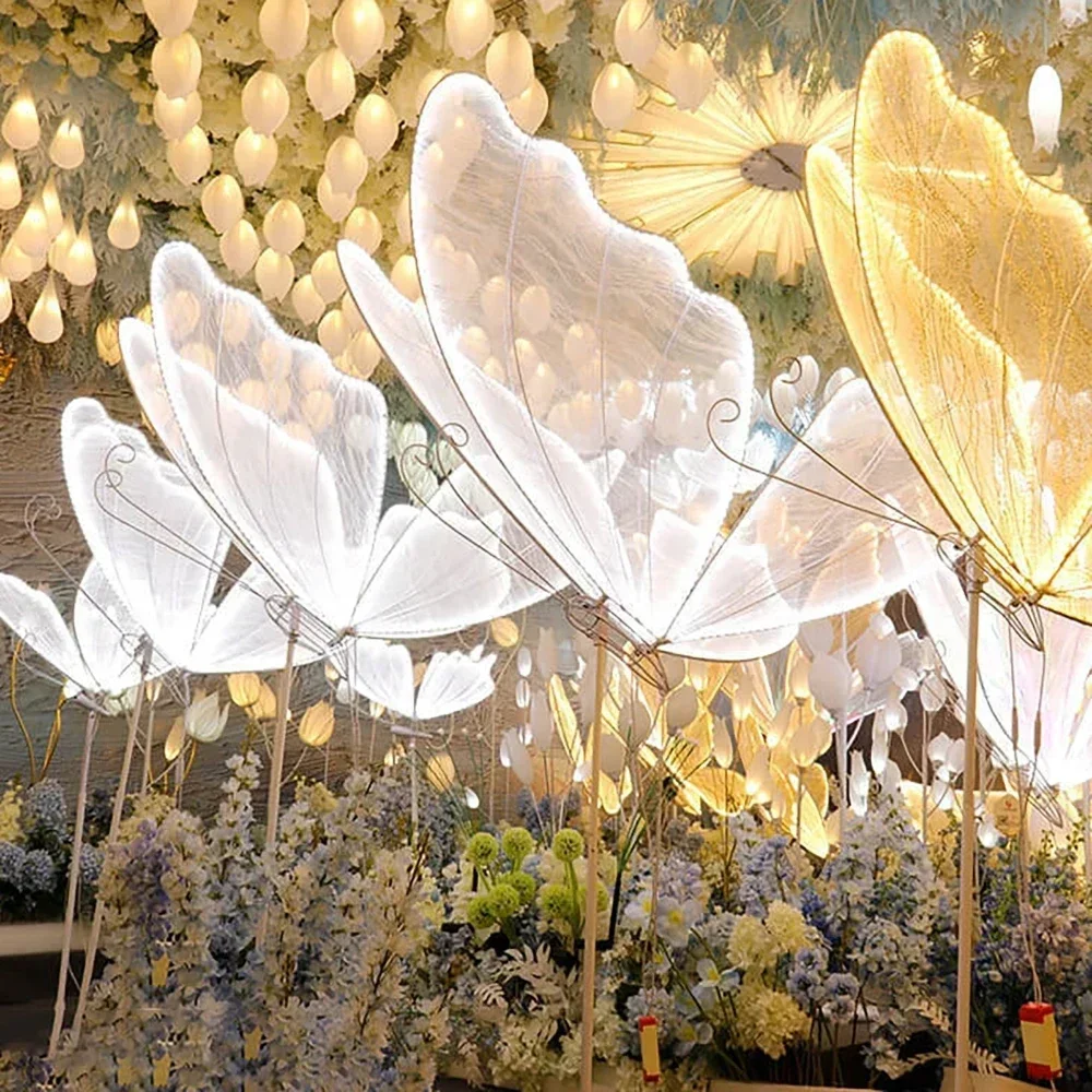 

60cm Luminous Butterfly Wing Pendant Ceiling Decoration Wedding Road Guide Hotel Stage Decoration Lights Birthday Party Decorate