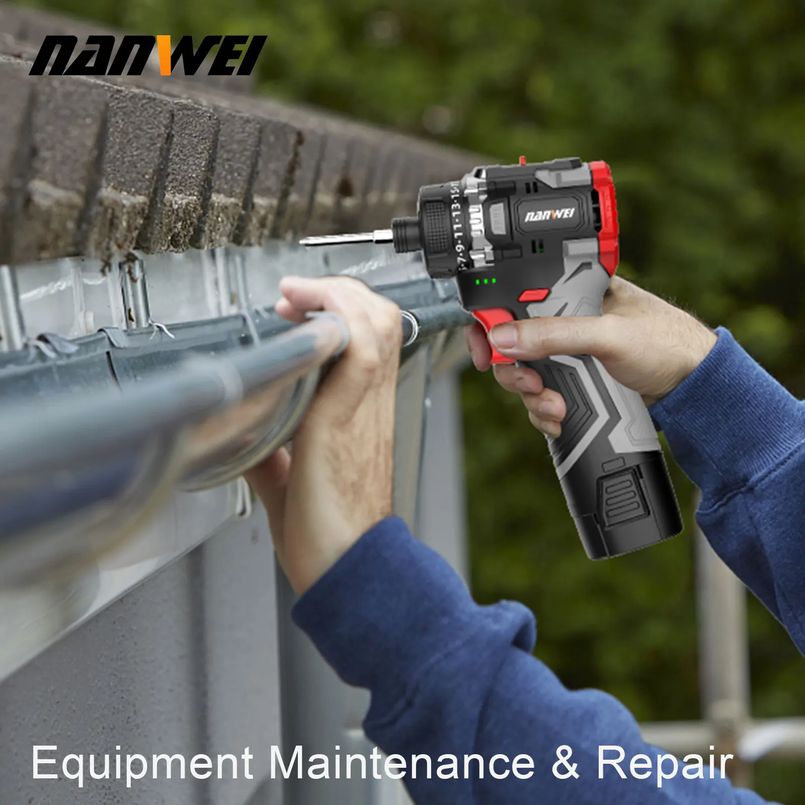 NANWEI 16.8V Lithium-ion Cordless Drill Handheld Universal Brushless Double Speed Driver Cordless Screwdriver