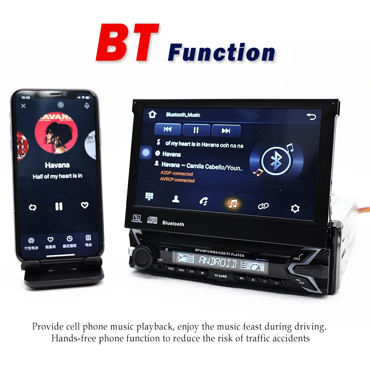 Stock Available 1din Big Retractable Screen Android GPS Auto Car Player Touch Screen Car Dvd Player - view 2