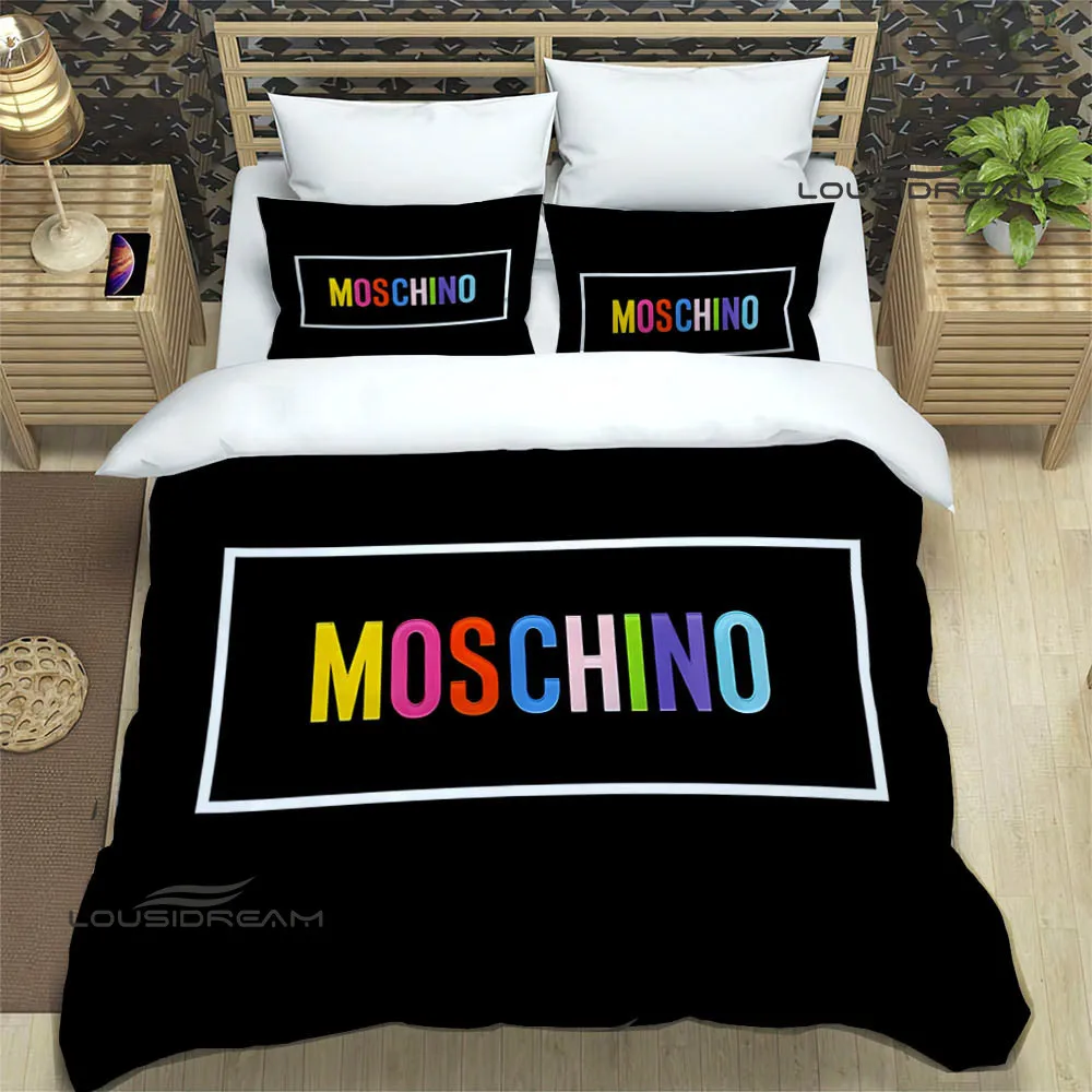 3D M-Moschinos logo Print Bedding Sets exquisite bed supplies set duvet cover bed comforter set bedding set luxury birthday gift