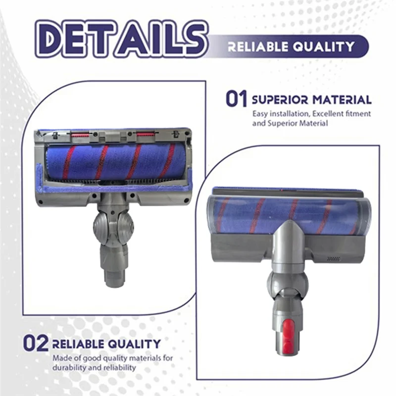 Cleaner Head Soft Roller Brush For Dyson V7 V8 V10 V11 V15 Vacuum Attachment With Dust LED Lights Replacement Parts