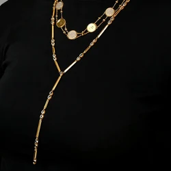 Fashion Special Water Drop Bling Oval CZ Choker Necklace Gold Color Lariat Long Bar Tear Drop Y Shape Long Tassel Women Jewelry