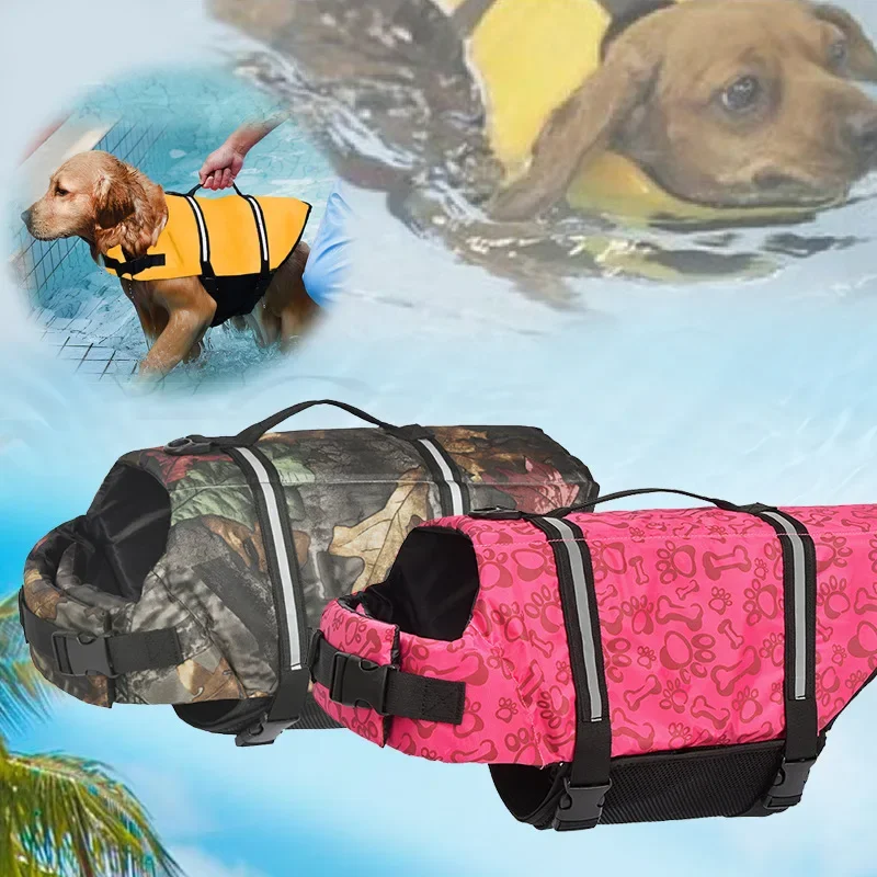 

Dog Life Jacket Reflective Adjustable Summer Large Dogs Swimwear Safety Vest Surfing Sailboat Enhanced Buoyancy Pet Life Jacket