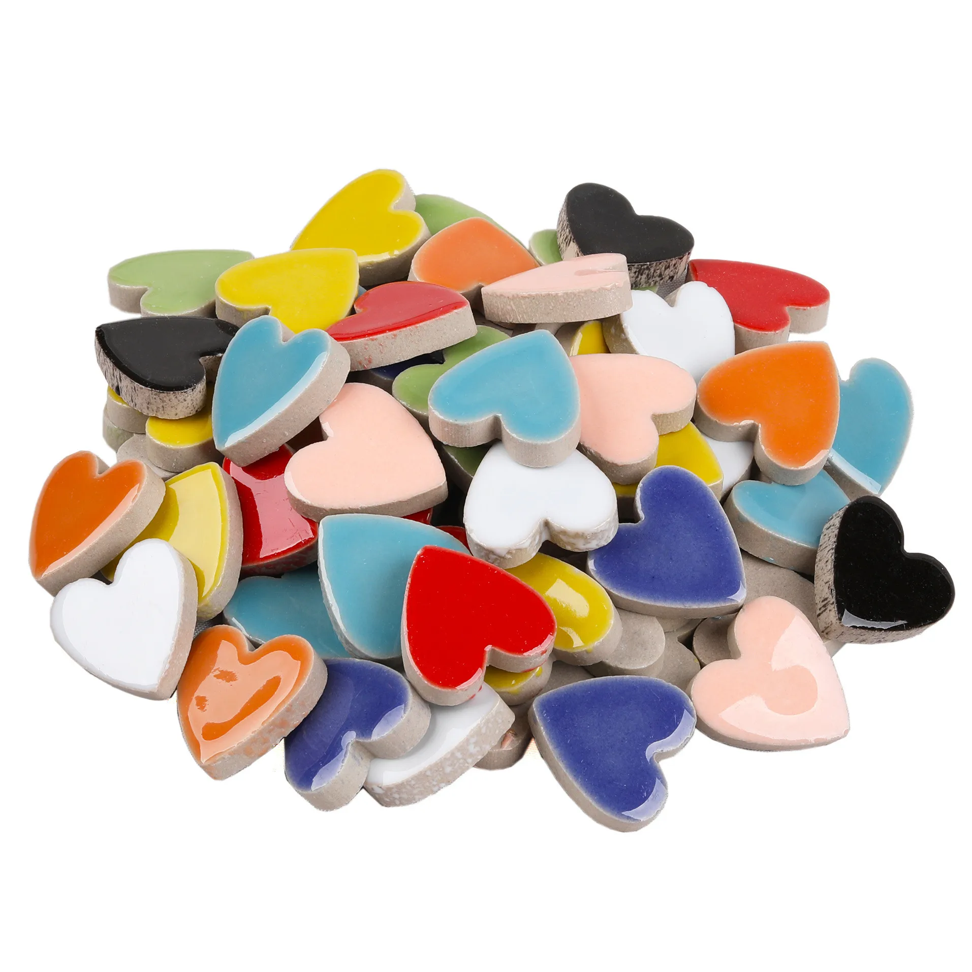 Colorful Ceramics Heart-shaped Mosaic Fragments Stones, DIY Handmade Stickers, Children\'s Creative Decoration Accessories, 20Pcs