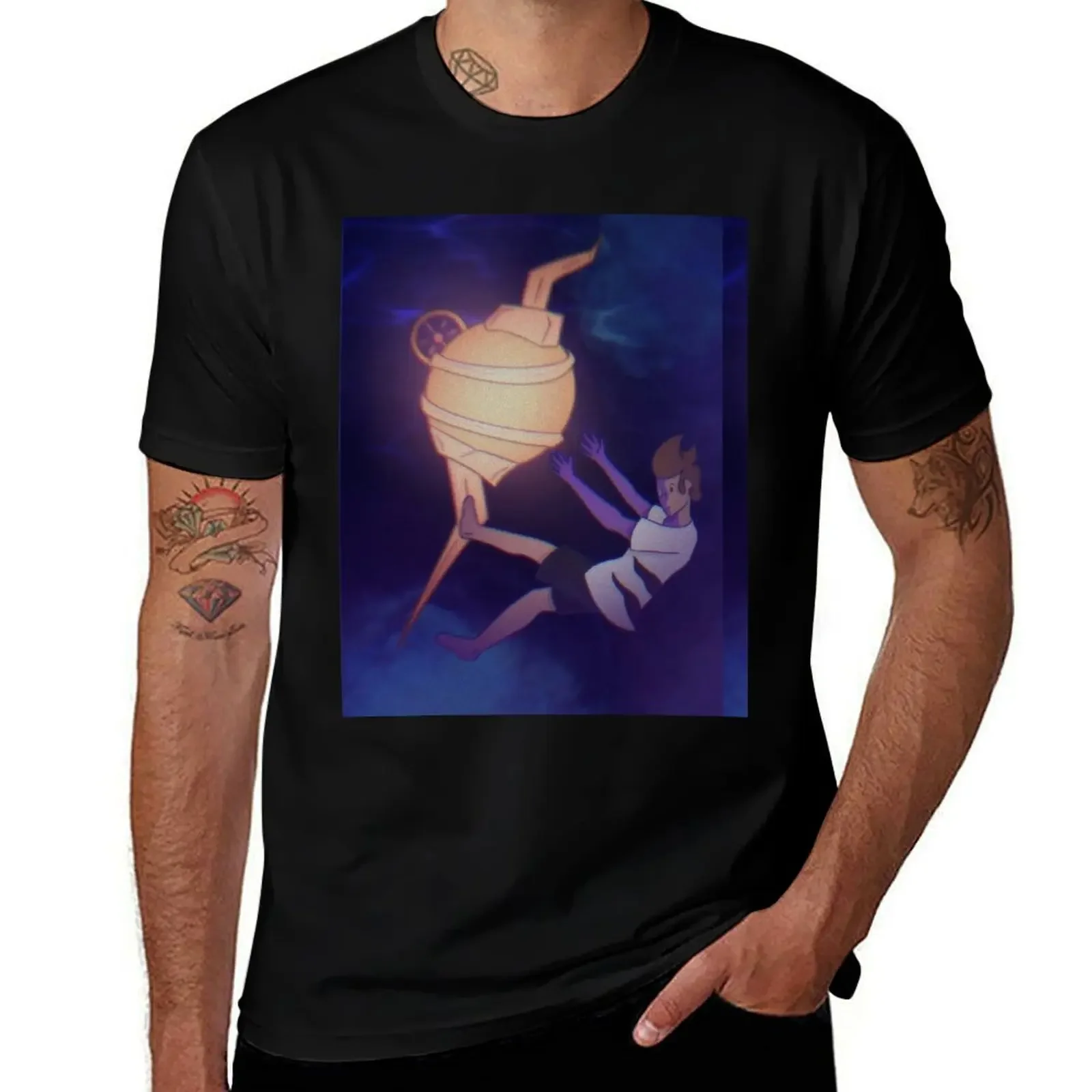 An Alien and a Spaceship floating out in space T-Shirt anime figures oversizeds topping mens cotton t shirts