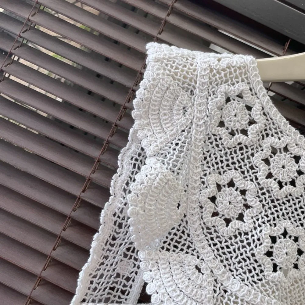 New Detachable Fake Collar Lace Trim Adjustable Knitted False Collar Hollow Crochet Decorative Collar Clothing Accessories
