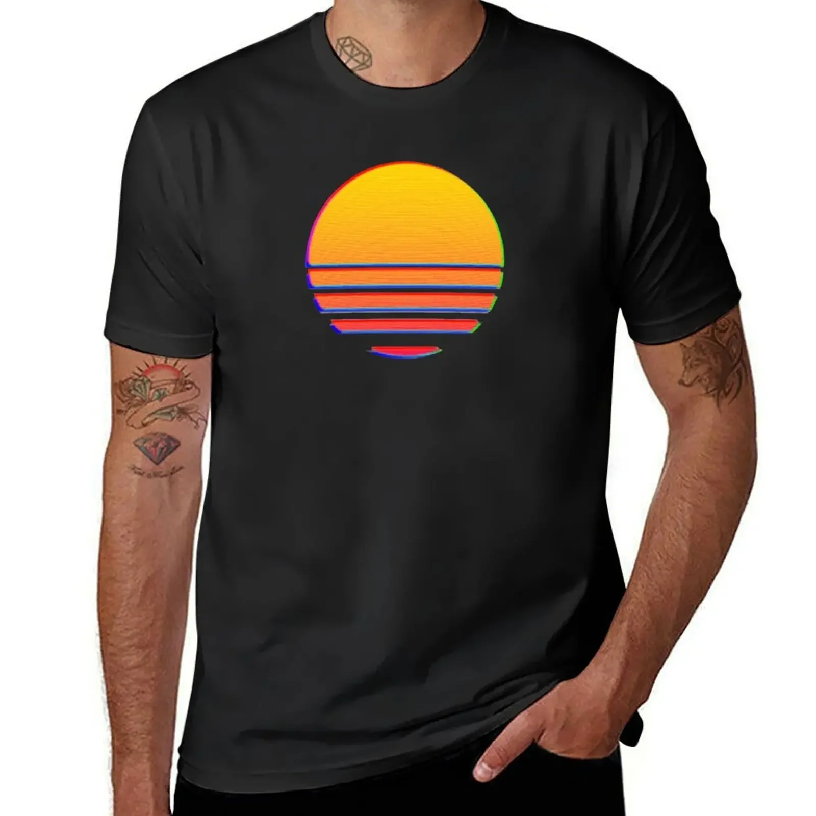 Outrun Retro Sun T-Shirt aesthetic clothes kawaii clothes oversized shirts men