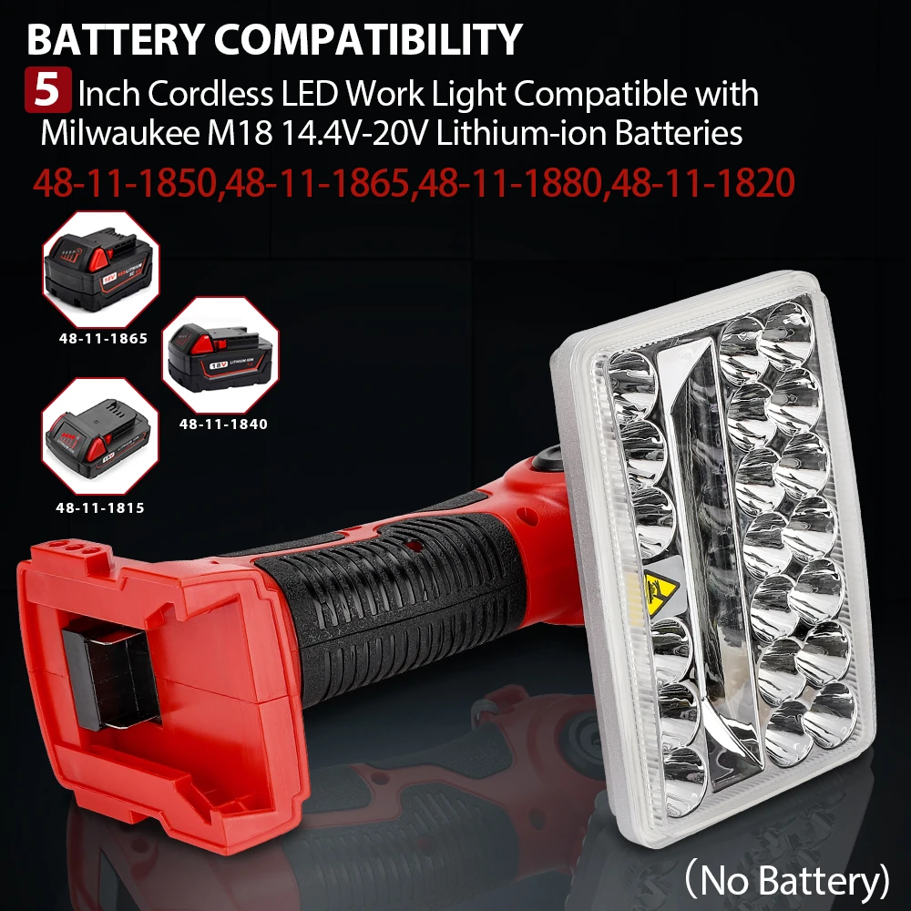 LED Work Light for Milwaukee m18 18v Battery 18W 2000LM Portable Spotlight Floodlight Jobsite Light  for Camping Workshop Garage