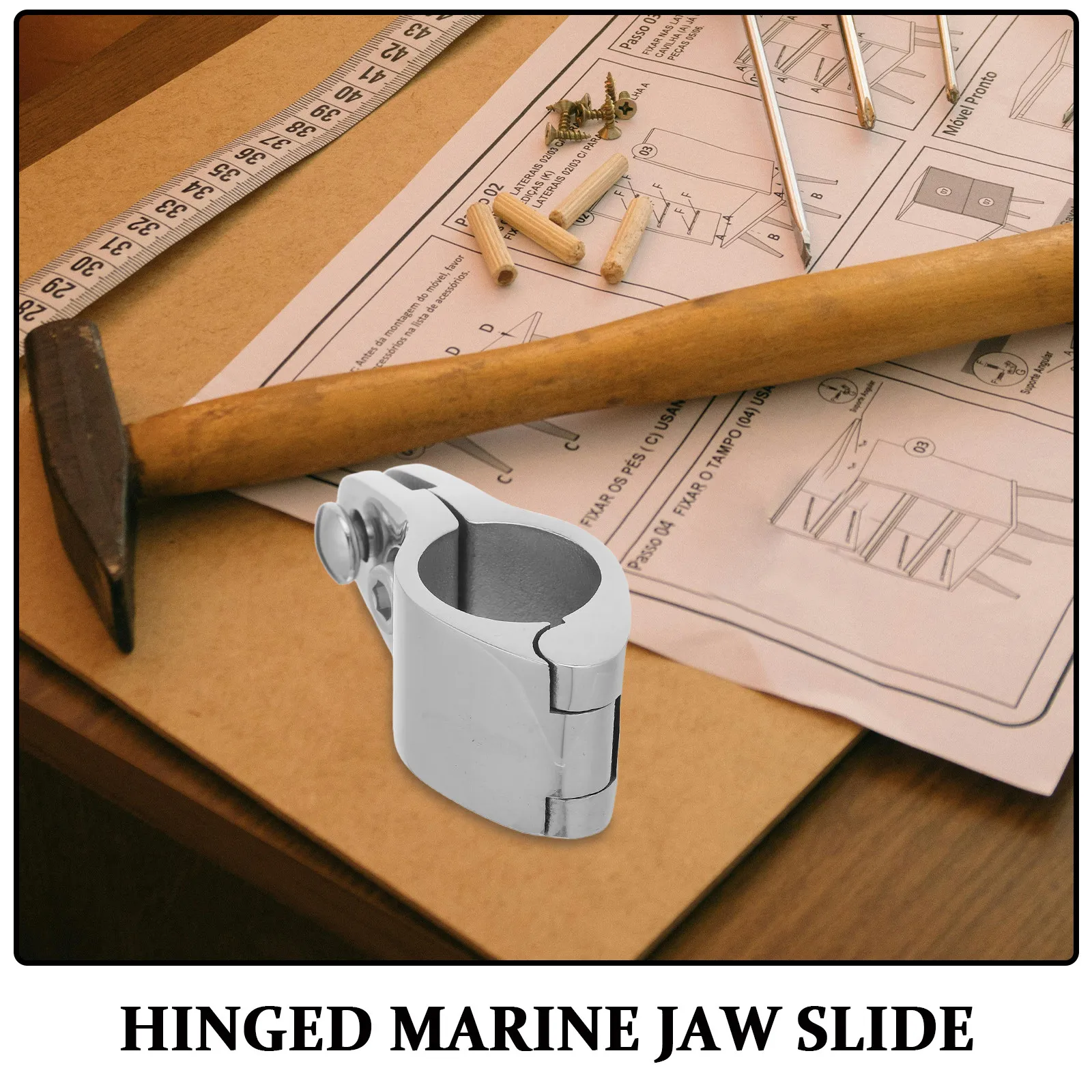 2Pcs Marine Stainless Steel Boat Bimini Jaw Slide Hinged Clamp for 1 Inch Tube Heavy Duty Boat Canopy Hardware Fitting Marine