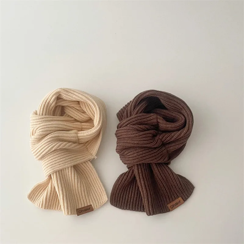 Korean Style Kids Baby Muffler Scarf for Boys Girls Winter Warm Knitted Soft Collar Neck Ring Scarf Children Bebe Scarves 2-14Y