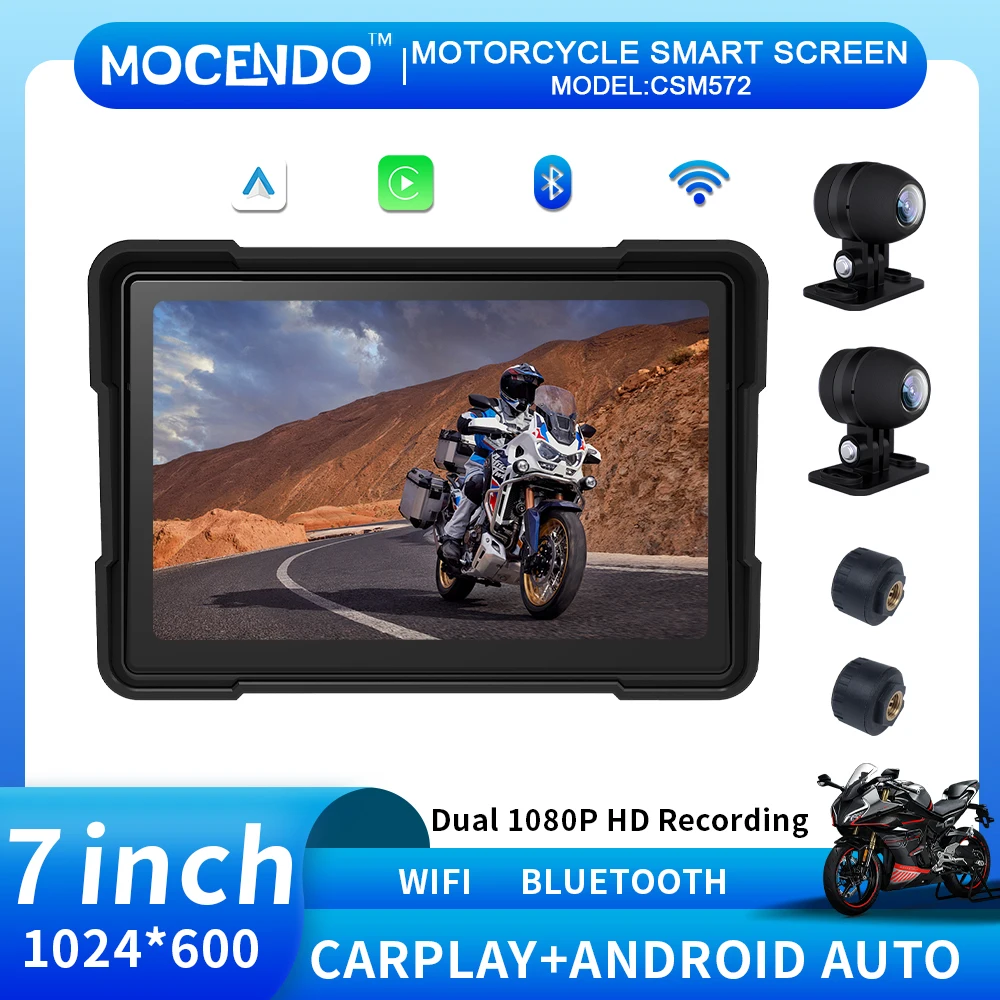 

7 inch Carplay Motorcycle DVR Navigation GPS Wireless CarPlay Android Auto Airplay Display Screen Portable Moto Monitor IPX8