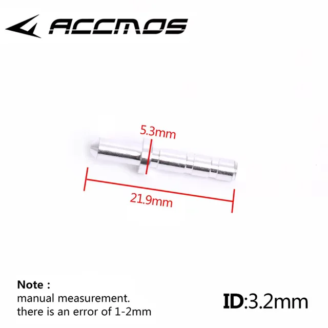 ACCMOS 36 stücke ID 3,2/4,2/5,2/6,2/8,0mm Aluminium Pin Nocken DIY Bogenschießen pfeil welle Zubehör 7