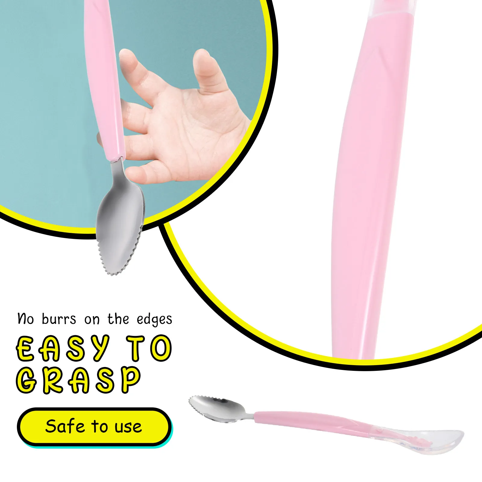 

Silicone Baby Feeding Spoon Toddler Soft Gum Safe Reusable Infant Fruit Puree Scraping Spoon Dual-Head with Portable Storage Box