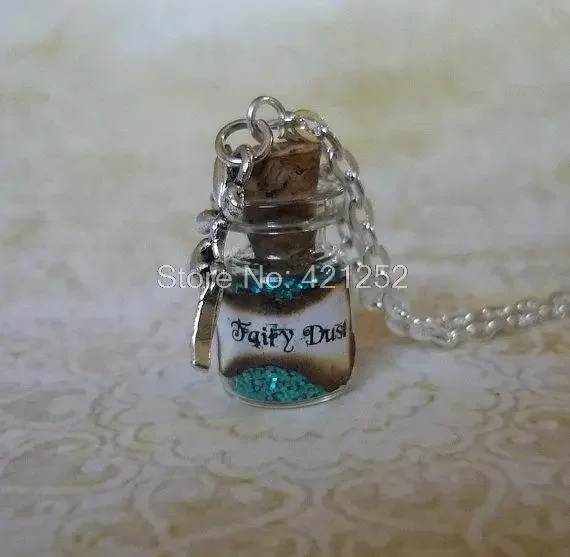 

12pcs/lot Fairy Dust Glass Bottle Necklace Fairies Pixie Dust Fantasy Jewelry Faery Fae Kawaii Charm