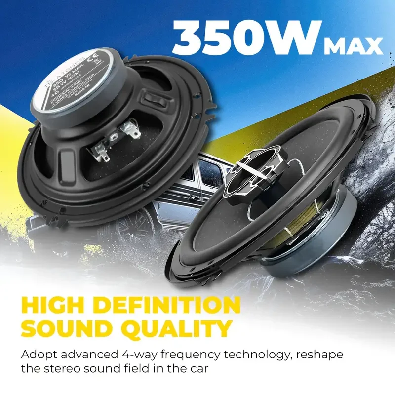 2pcs 6 Inch 350W 4 Way Universal Car Coaxial Car Music Stereo Full Range Hi-Fi for Car Truck Door Speakers Surround Sound System