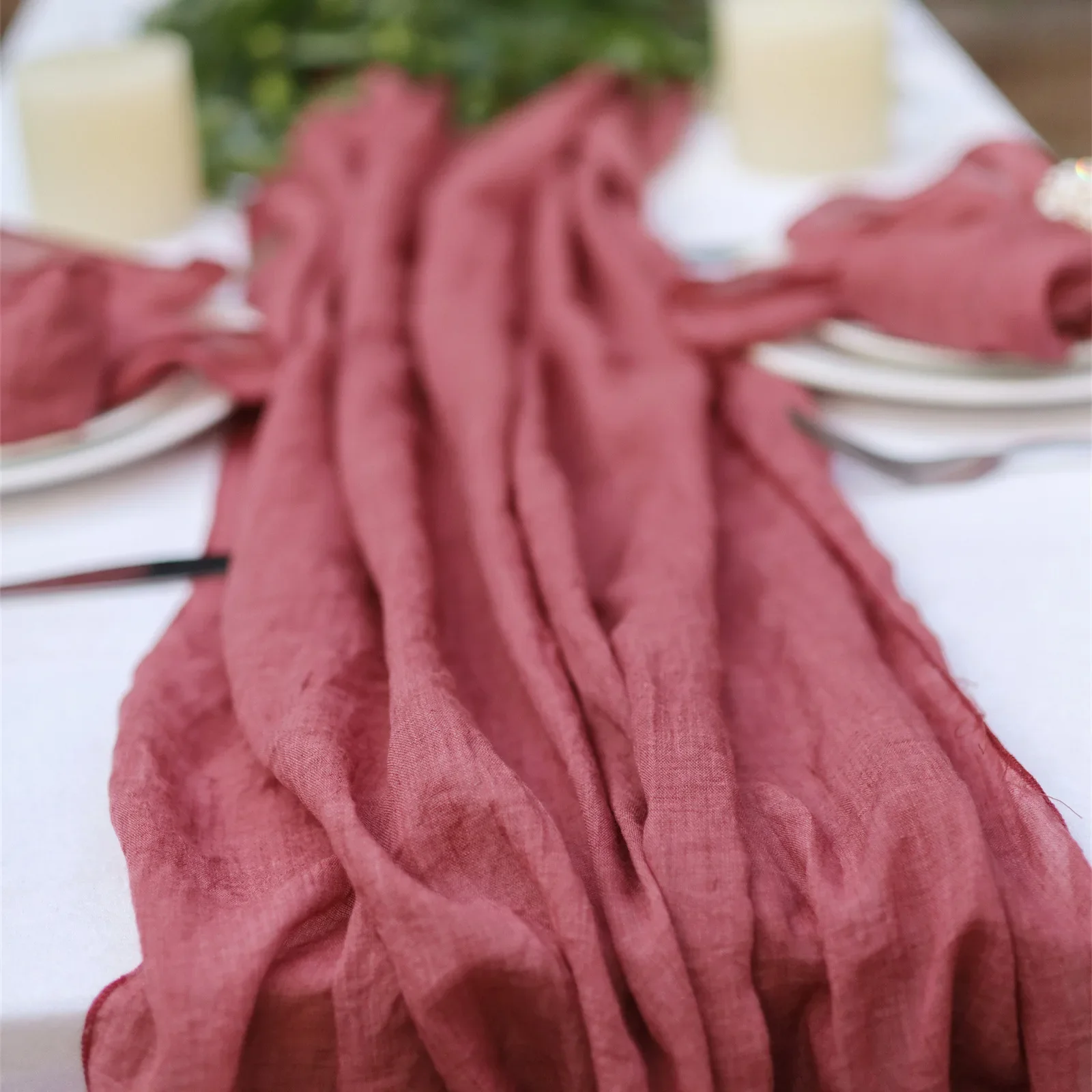 Newest Voile Cotton Table Runner Bohemian Solid Color Wedding Dining Table Decorations Rustic Tablecloth For Party Banquet