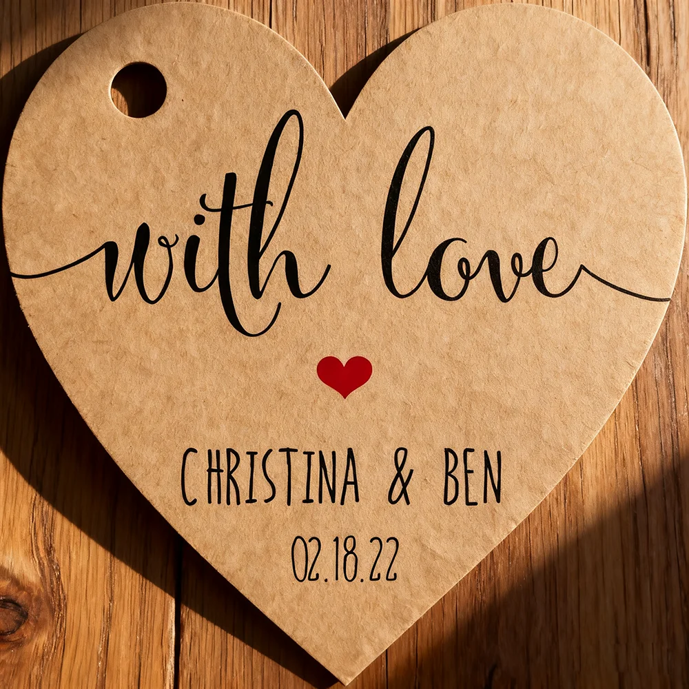 #10 100pcs 4.5x4.5cm Kraft/White Paper Label Custom Wedding Favor Personalized Card Private Label Print With Name With Love Tags