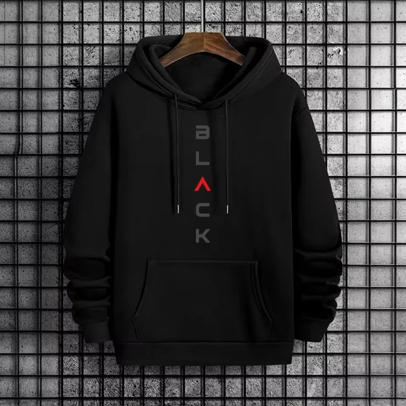 

Black Letter Print Hoodies for Man Autumn Winter Hot Sale High Quality Hooded Sweatshirt Home Outdoor Casual Sport Warm Pullover
