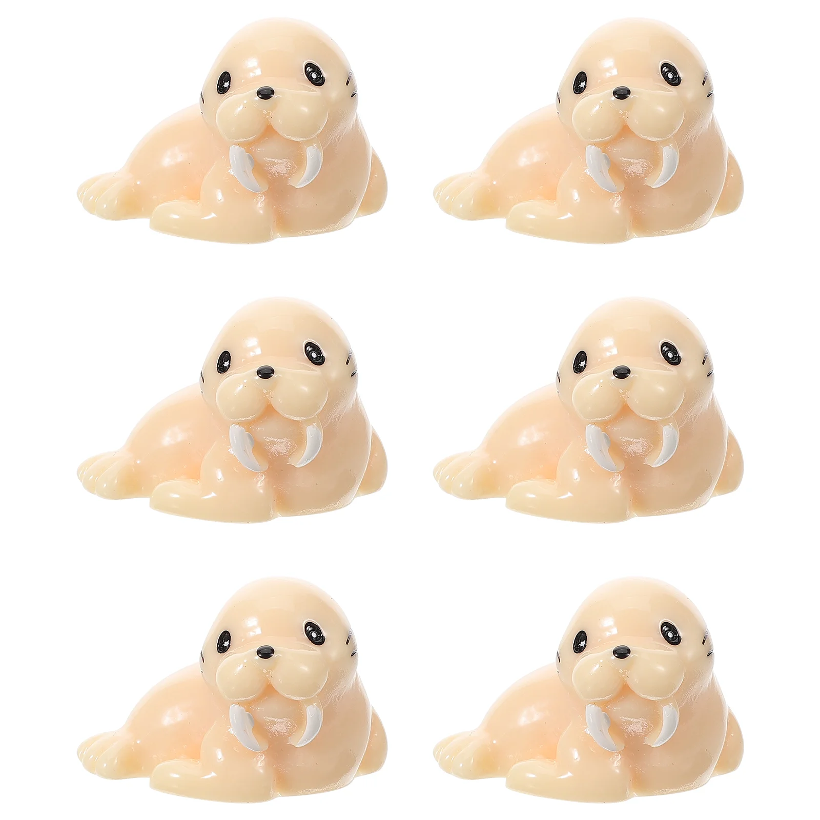 6 Pcs Desktop Small Animal Child Mini Ornament Resin Figurines Adornment