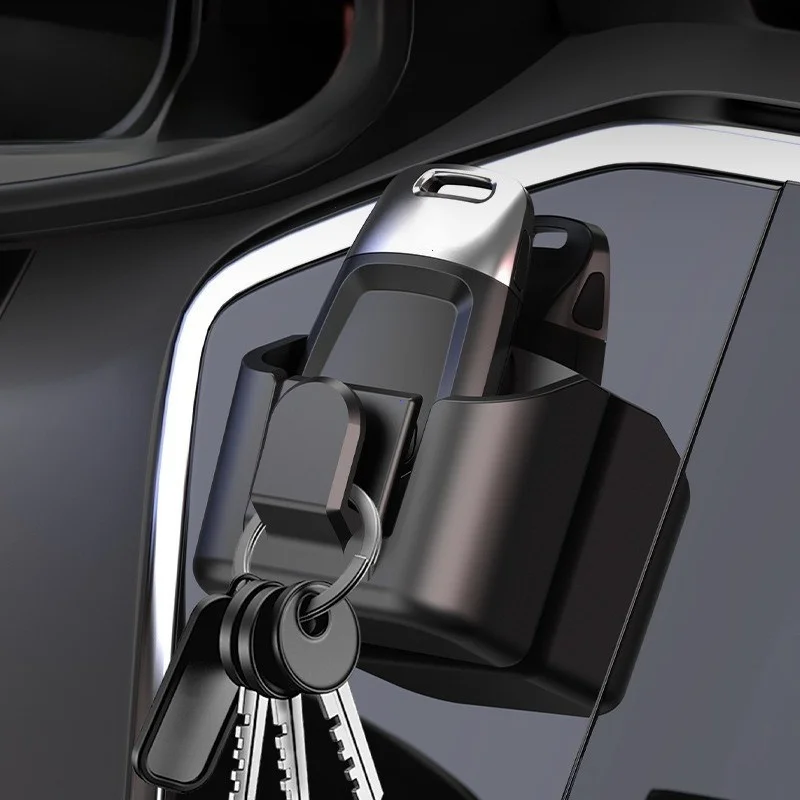 مشبك حامل مفتاح السيارة، صندوق تخزين داخلي للسيارة، منظم لوحة القيادة، حامل لاصق لرف مفاتيح البطاقة، مناسب عالميًا #1