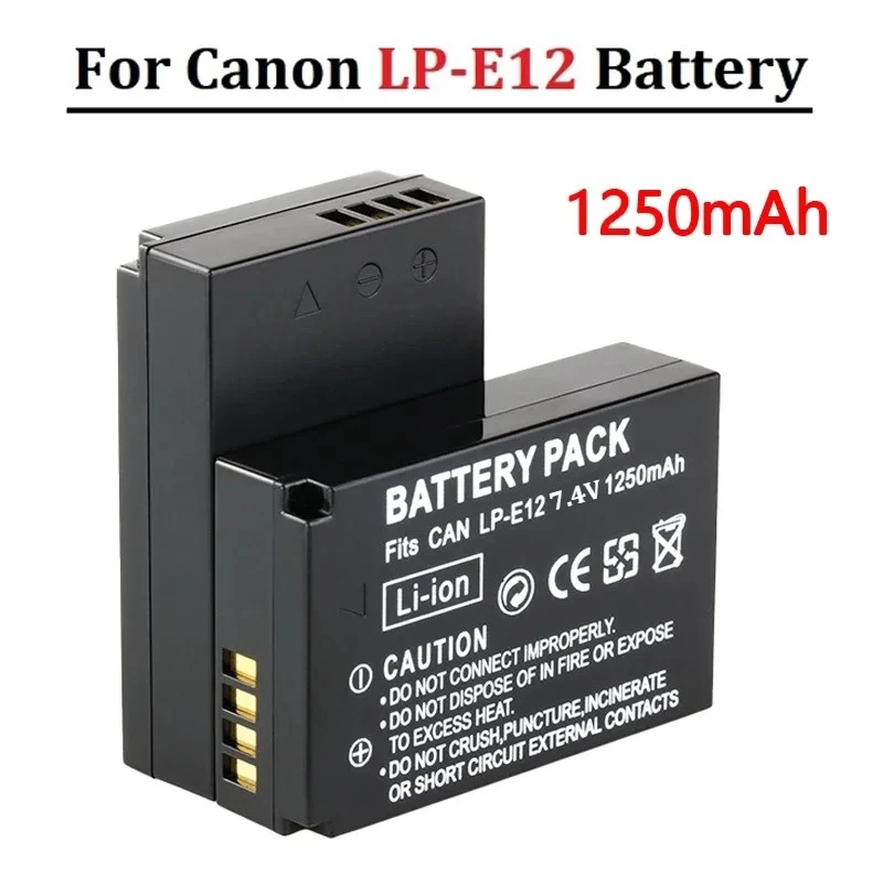 Baterias LP-E12 7.2V 1250mAh para Canon LPE12 EOS M M10 M50 M100 100D para Kiss X7 para Rebel SL1 DSLR Bateria de câmera