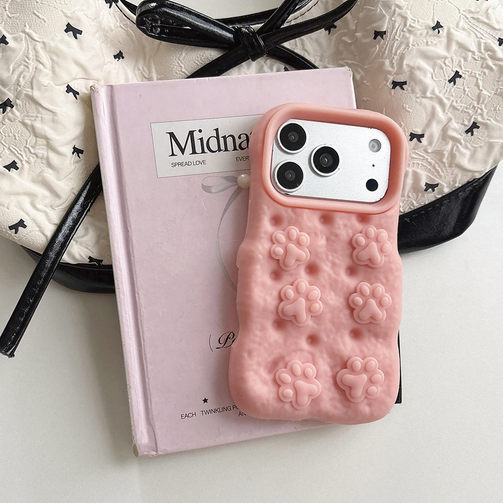 Niedliche 3D Cartoon Katzenpfoten-Brot-Handyhülle für iPhone 17 16 15 14 13 12 Pro Max Stoßfeste Weiche Silikon-Rückabdeckung Capas – Detail 2