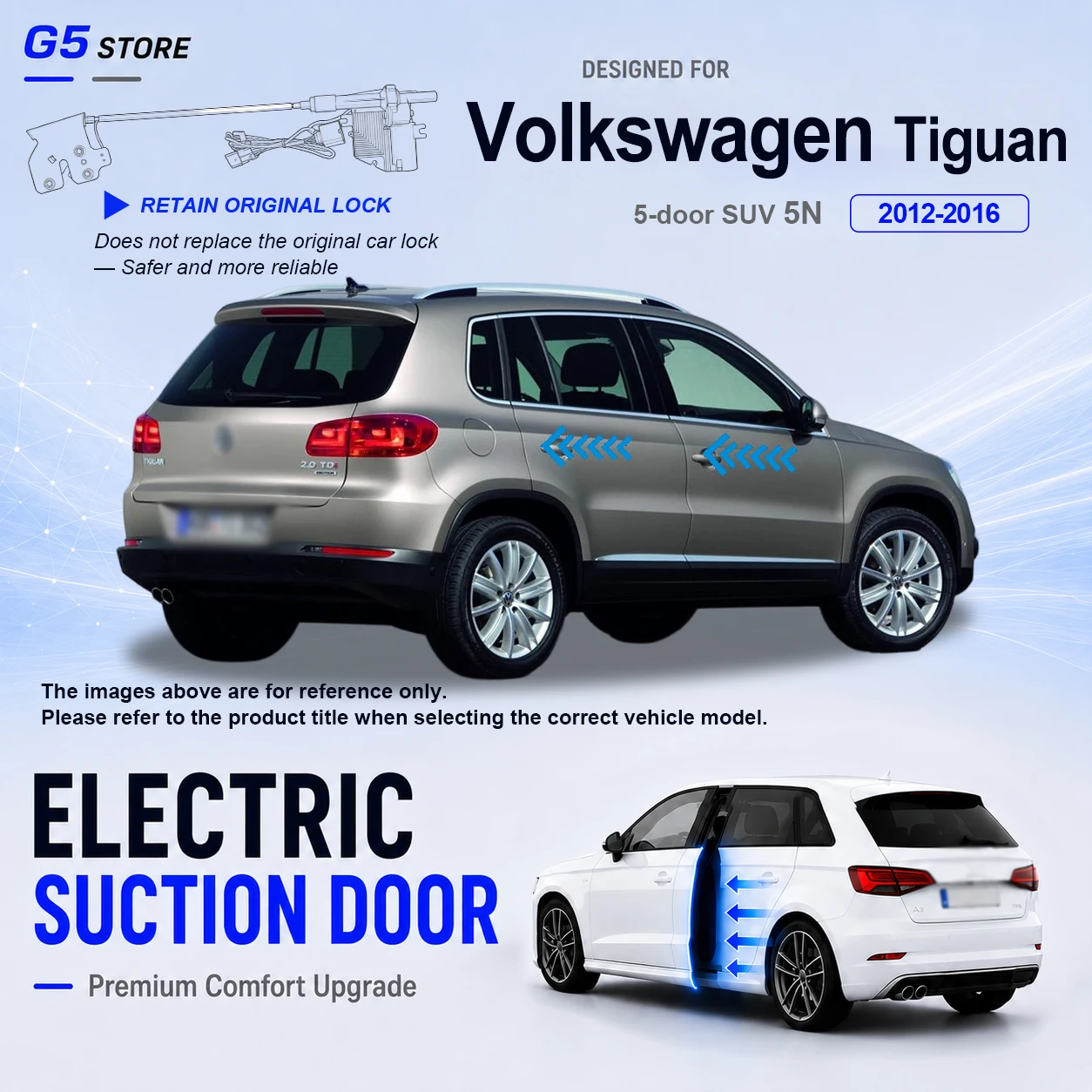 For Volkswagen Tiguan 5N 2012-2016 Car Electric Suction Door Soft Close Kit Retain Original Lock Automatic Door Closing System