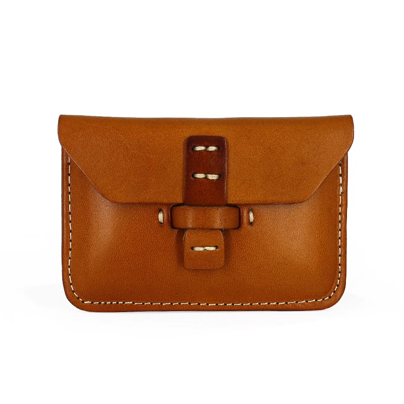 

Handmade Leather Busin Card Wallet Men's Genuine Tanned Cowhide Retro Coin Purse Small Wallet for Youth with Card Slot