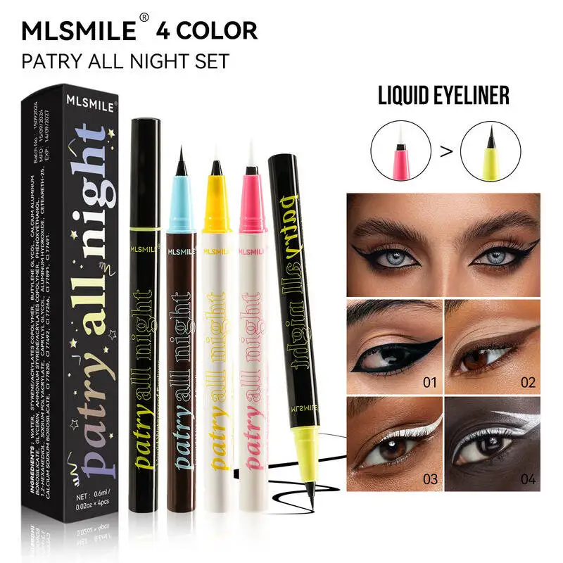 MLSMILE Set di colori Penna per eyeliner liquido a prova di sbavature ad asciugatura rapida impermeabile 2025 nuovo