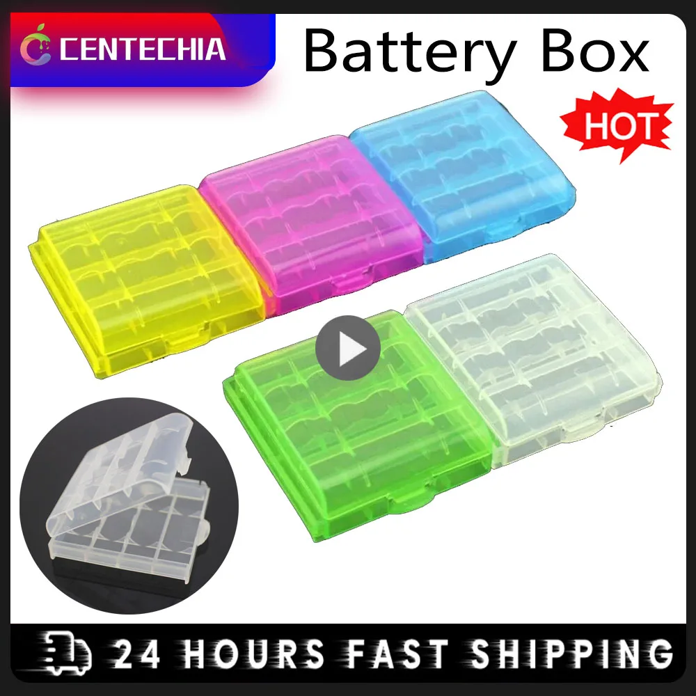 Colorful Plastic Battery Holder Case 4 AA AAA Plastic Storage Box Cover For 14500 Battery Organizer Container 5 Color Options