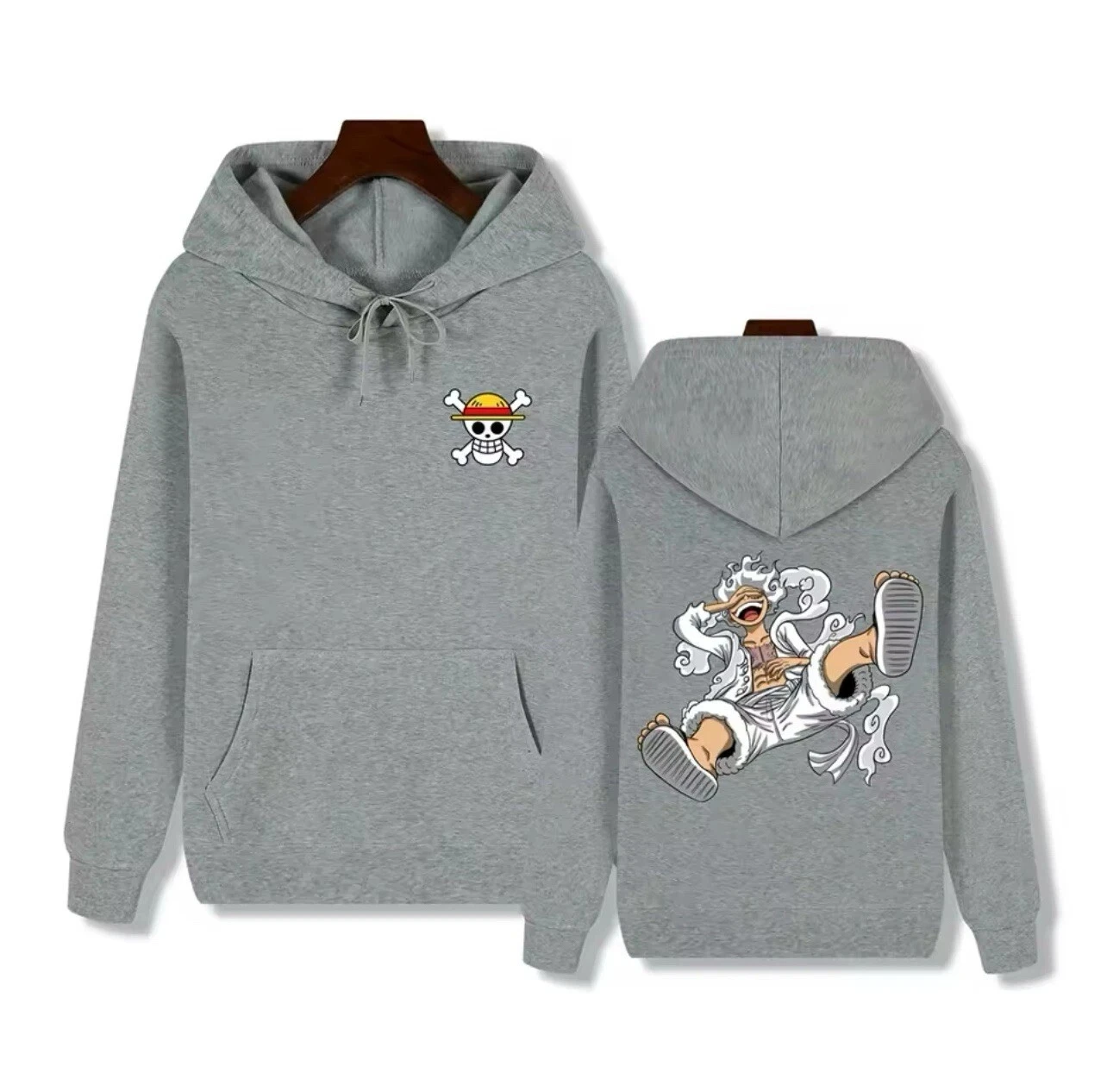 Anime One Piece ‌ Hoodie Pria Pola Cetak Luffy Nyaman Uniseks Kebesaran Musim Gugur dan Musim Dingin Kaus Jalanan