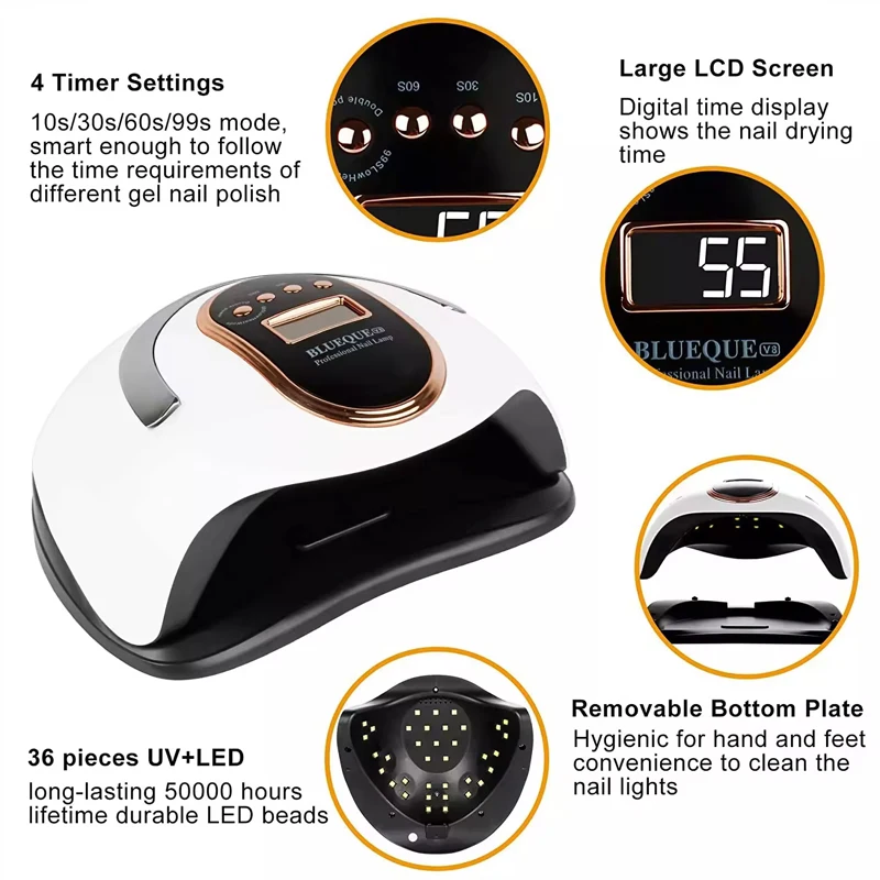 مجفف الأظافر LED/الأشعة فوق البنفسجية الذهبي موضوع خرزة مصباح للأظافر هلام البولندية مجفف ضوء مسمار الفن اكسسوارات علاج هلام تو الأظافر