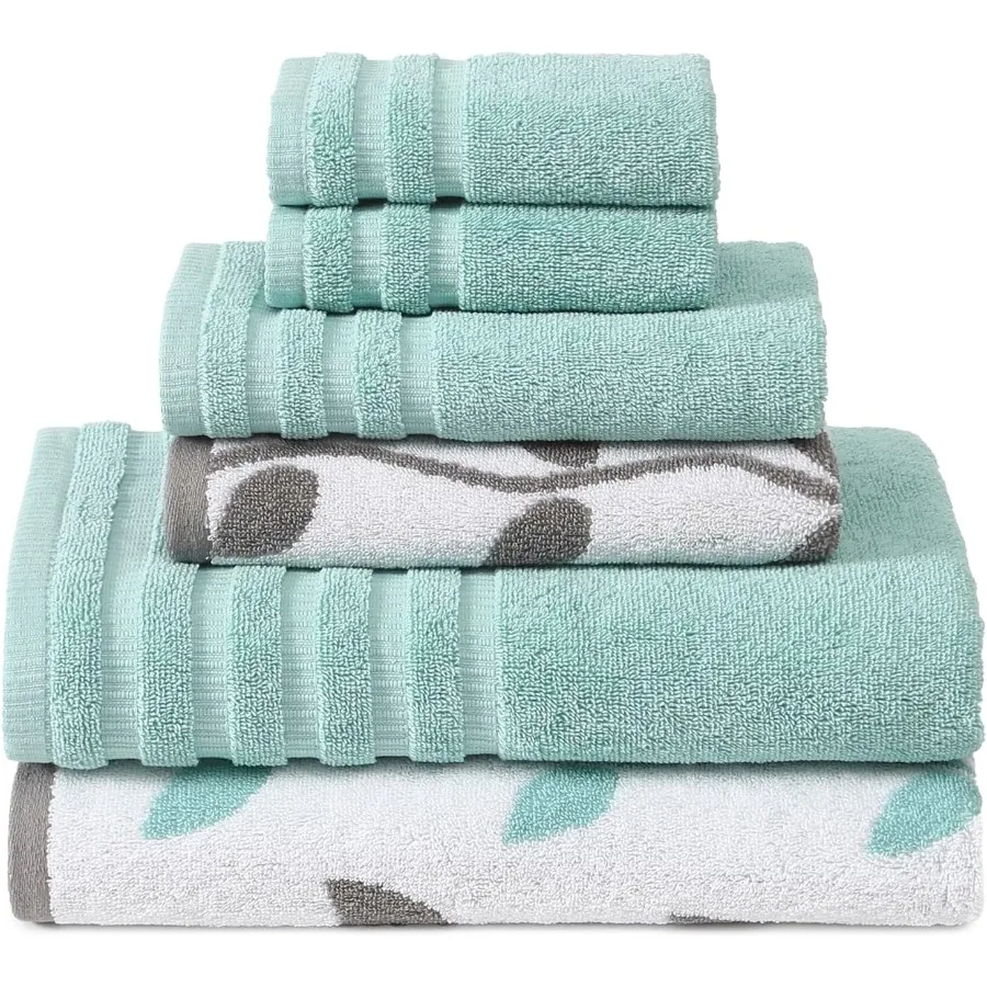 

Bath Towel Set with Hand Towels and Washcloths for Home Spa Experience: Super Absorbent QuickDrying EcoFriendly Organic Cotton