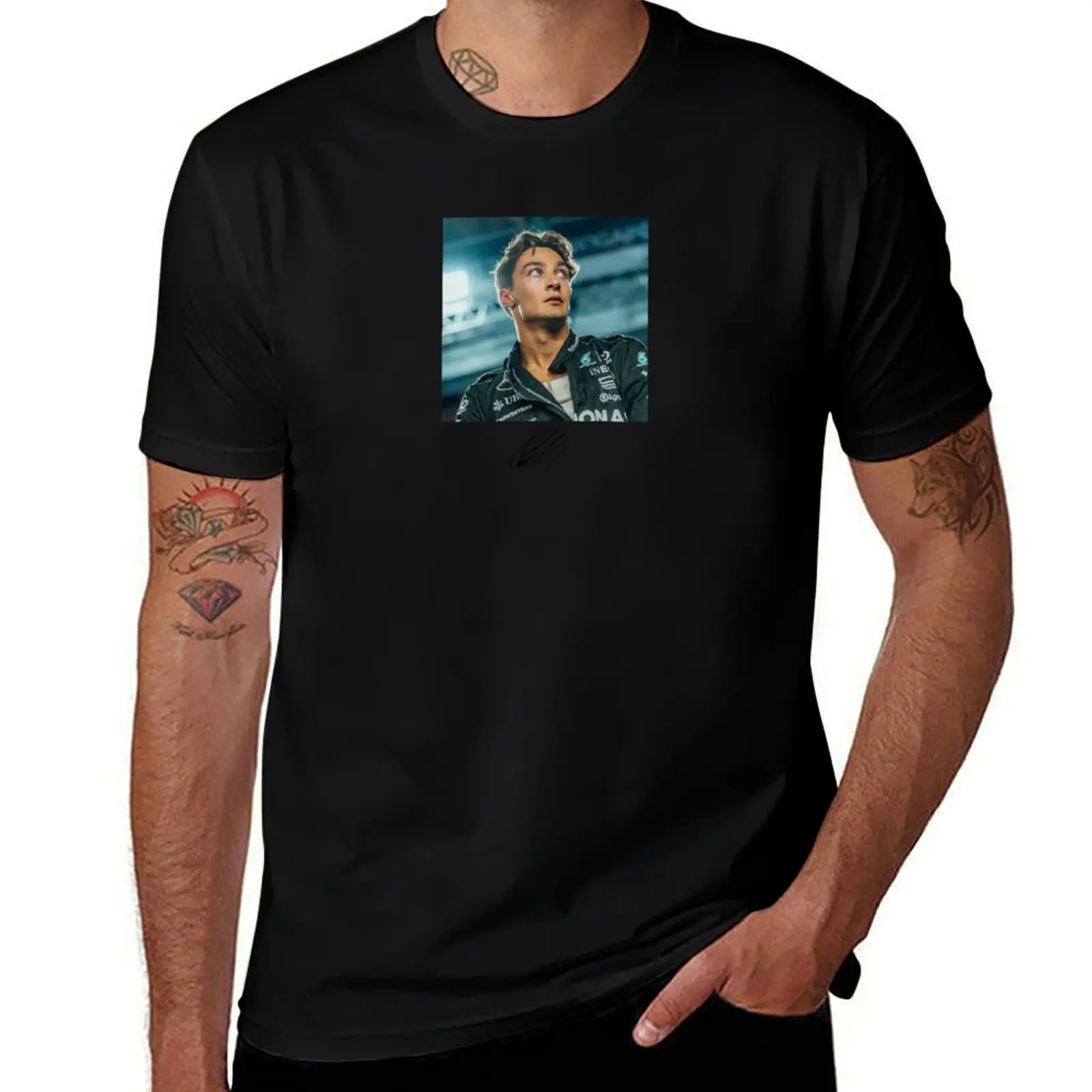 

George Russell signature print! T-Shirt anime figures cute tops cute clothes mens cotton t shirts