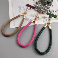Mobile Phone Lanyard Leather Wrist Rope Men's and Women's Short Fashion Handheld Anti-drop Mobile Phone Rope ClipDetachable Hook