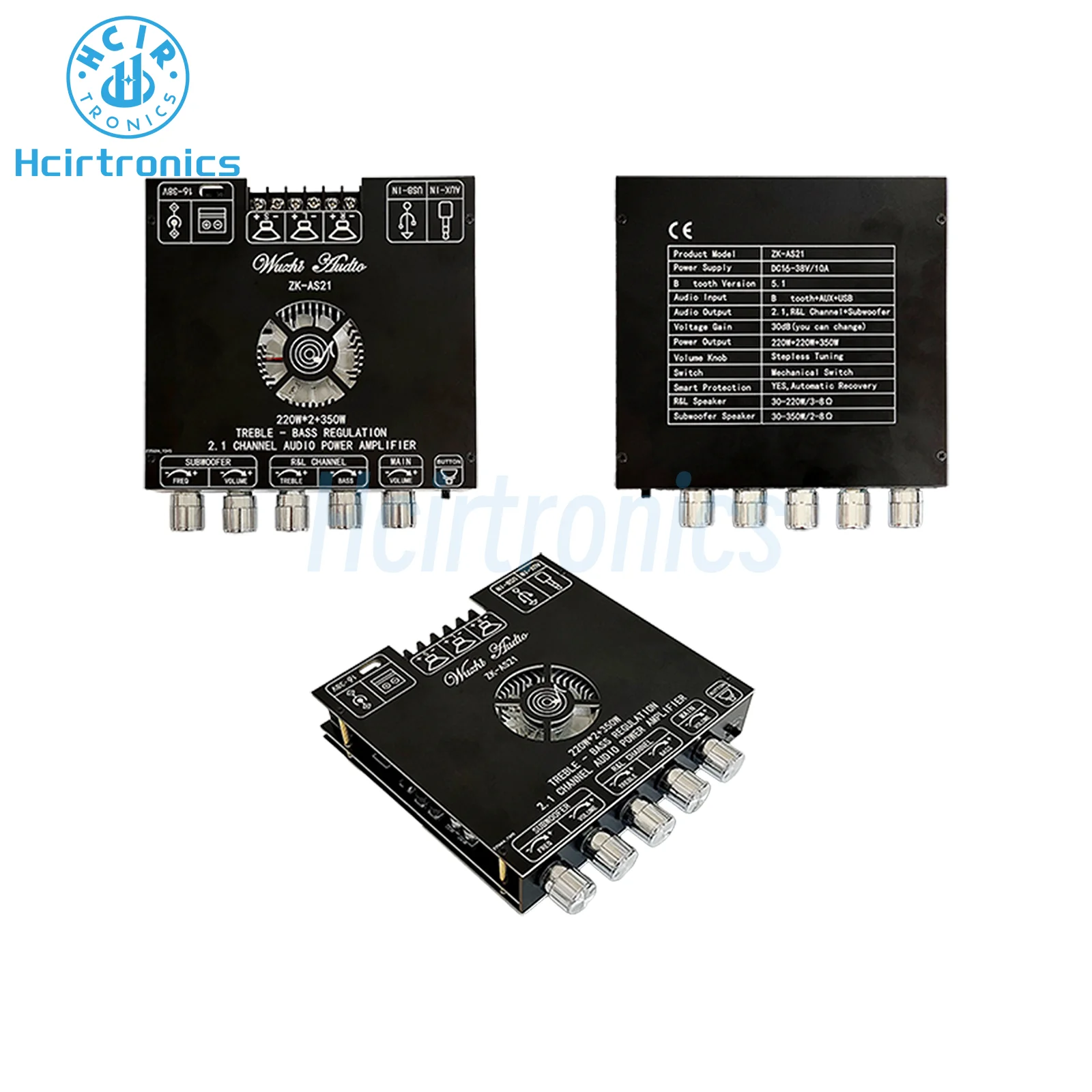 ZK-AS21 TPA3255 220WX2 + 350W 2,1-канальный BT цифровой аудио усилитель мощности, модуль усилителя сабвуфера с высоким низким тоном