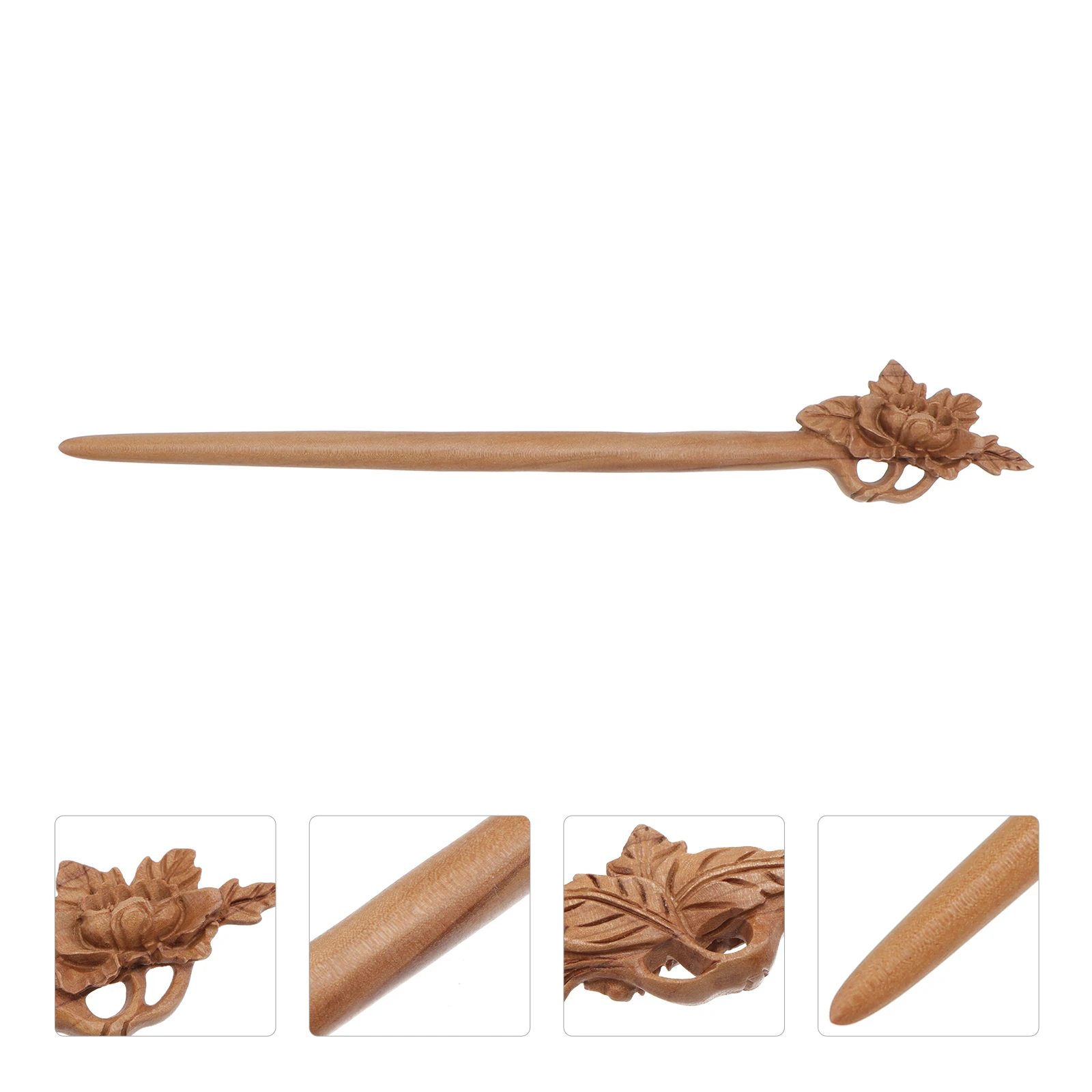 

Exquisite Wooden Sticks Peony Women Hairpin Design Retro Women Hairpin Durable Material DIY Hairstyle Perfect Gift