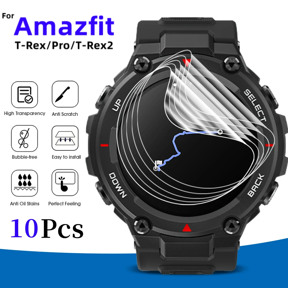 Protecteur d'écran pour Amazfit t-rex/t-rex 2/ T Rex Pro, Film Hydrogel souple TREX pour montre connectée Huami Amazfit T Rex 2, accessoires